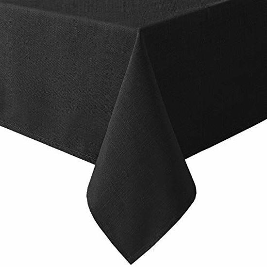 Picture of H.VERSAILTEX Linen Textured Table Cloths Rectangle 60 x 84 Inch Premium Solid Tablecloth Spill-Proof Waterproof Table Cover for Dining Buffet Feature Extra Soft and Thick Fabric Wrinkle Free, Black