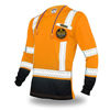 Picture of KwikSafety (Charlotte, NC Mechanic Long Sleeve (w/Pocket & Black Trim) Class 3 ANSI High Visibility Safety Shirt Fishbone Reflective Tape Construction Security Hi Vis Clothing Men | Orange Large