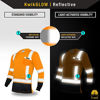 Picture of KwikSafety (Charlotte, NC Mechanic Long Sleeve (w/Pocket & Black Trim) Class 3 ANSI High Visibility Safety Shirt Fishbone Reflective Tape Construction Security Hi Vis Clothing Men | Orange Large