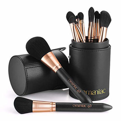 Picture of OMANIAC Professional Makeup Brushes Set (12Pcs), Pearl Flash Handles, Comfortable To Hold And Easy To Use. Eyeshadow, Blush, Blending, Full Face Makeup Brushes Kit With Makeup Brushes Holder.