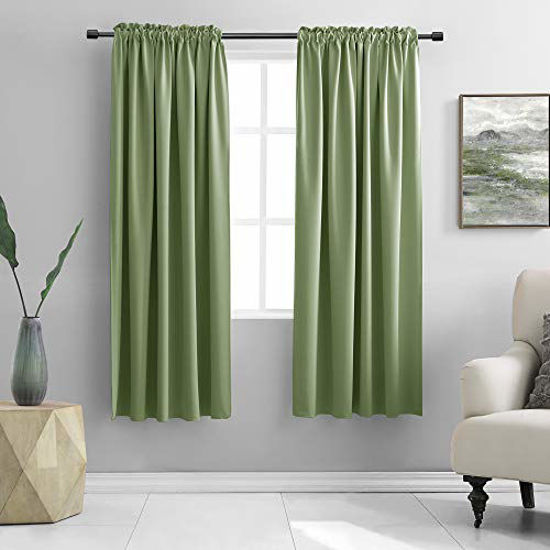 GetUSCart- DONREN 72 Inch Sage Green Blackout Curtains for Craft Room