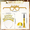 Picture of 30 Pieces New Year Party Supplies Includes Happy New Year Headband Tiara Fancy New Year Eyeglasses and Golden Glitter Metallic Fringed Noise Makers New Year Photo Props for 2022 New Year Party Favors