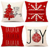 Picture of 4TH Emotion Red Christmas Pillow Covers 20x20 Set of 4 Farmhouse Christmas Decorations Merry Tree Joy Let It Snow FA La La Winter Holiday Decor Throw Cushion Case for Home Couch TH054-20