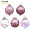 Picture of Sea Team 60mm/2.36" Shatterproof Clear Plastic Christmas Ball Ornaments Decorative Xmas Balls Baubles Set with Stuffed Delicate Decorations (30 Counts, Pink)