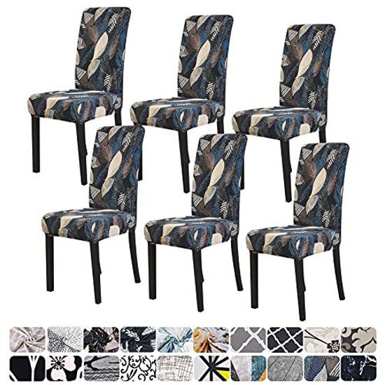 Picture of FORCHEER Pattern Stretch Chair Covers for Dining Room Set of 6,Printed Stretchable Dining Chair Slipcover Washable Removable for Kitchen,Hotel,Restaurant,Ceremony Universal Size(6PCS,Leaf)