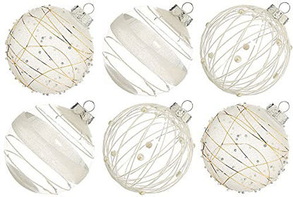 Picture of XmasExp Christmas Ball Ornaments Set-70mm/2.76" White Large Shatterproof Clear Glitter Pastic Christmas Ball Ornaments Xmas Tree Decoration Delicate Hanging Ornaments for Xmas Party (12 Counts,White)