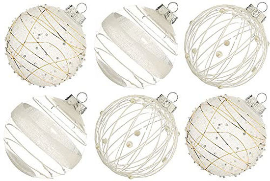 Picture of XmasExp Christmas Ball Ornaments Set-70mm/2.76" White Large Shatterproof Clear Glitter Pastic Christmas Ball Ornaments Xmas Tree Decoration Delicate Hanging Ornaments for Xmas Party (12 Counts,White)