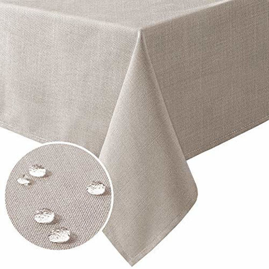 Picture of H.VERSAILTEX Linen Textured Table Cloths Rectangle 60 x 104 Inch Premium Solid Tablecloth Spill-Proof Waterproof Table Cover for Dining Buffet Feature Extra Soft and Thick Fabric Wrinkle Free, Taupe
