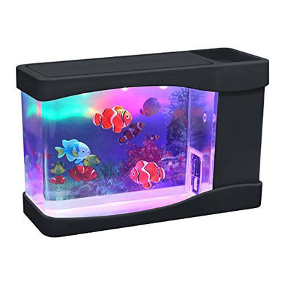 Picture of Playlearn Mini Aquarium Artificial Fish Tank with Moving Fish - USB/Battery Powered - Fake Aquarium Toy Fish Tank with 3 Fake Fish