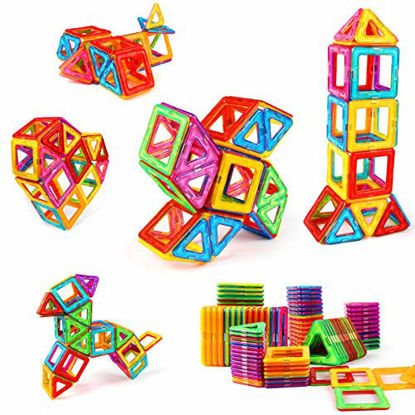 Picture of KIDCHEER Magnetic Blocks Building Toys for Kids, Magnetic Tiles STEM Kit Educational Stacking Blocks Toys for Boys and Girls with Storage Bag (56PCS)