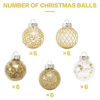 Picture of 60MM/2.36" Clear Christmas Ornaments Set, 30PCS Shatterproof Decorative Hanging Ball Ornament with Stuffed Delicate Decorations, Xmas Tree Balls for Halloween Holiday Party Thankgivings - Gold.