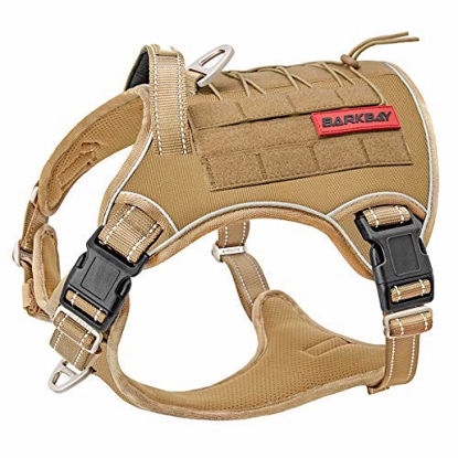 Picture of Tactical Dog Harness Large,Military Service Weighted Dog Vest Harness Working Dog MOLLE Vest with Loop Panels,No-Pull Training Harness with Leash Clips for Walking Hiking Hunting(Coyote Brown,S)