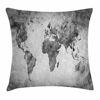 Picture of Ambesonne Modern Throw Pillow Cushion Cover, Vintage World Map with Dark Nostalgic Tones Featured Displays Background Image, Decorative Square Accent Pillow Case, 24" X 24", Grey