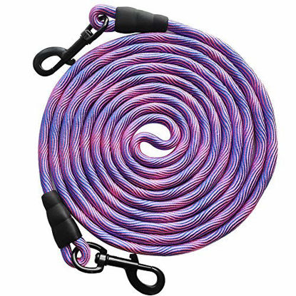 Picture of BTINESFUL 8ft/12ft/20ft/30ft/50ft Tie-Out Check Cord Long Rope Dog Leash, Recall Training Lead Leash- Great for Large Medium Small Dogs Training, Playing, Camping, or Backyard