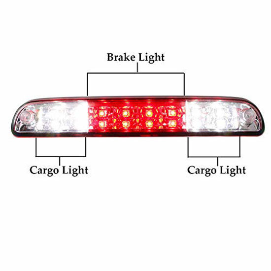 Picture of For Ford Explorer/F-250 F-350 Super Duty/Ranger/Mazda B series 3rd Third Brake Cargo Light Center High Mount Dual Row LED Lamp Tail Light Electroplating Housing (Red)