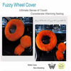 Picture of Younglingn Car Steering Wheel Cover Gear Shift Handbrake Fuzzy Cover 1 Set 3 Pcs Multi-colored with Winter Warm Pure Wool Fashion for Girl Women Ladies Universal Fit Most Carorange