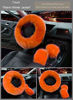 Picture of Younglingn Car Steering Wheel Cover Gear Shift Handbrake Fuzzy Cover 1 Set 3 Pcs Multi-colored with Winter Warm Pure Wool Fashion for Girl Women Ladies Universal Fit Most Carorange