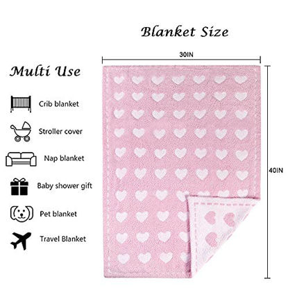 Picture of Kid Nation Baby Super Soft Bed Blanket, Cute Bunny Moon Star Pattern Receiving Swaddling Blanket for Baby Girl & Baby Boy Crib Stroller, 30 x 40 in (Prism Pink, 30 x 40 in)