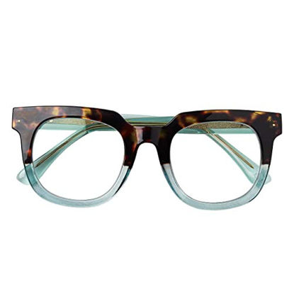 Picture of Peepers by PeeperSpecs Women's Showbiz Soft Square Blue Light Blocking Reading Glasses, Tortoise/Green, 50mm + 1.25