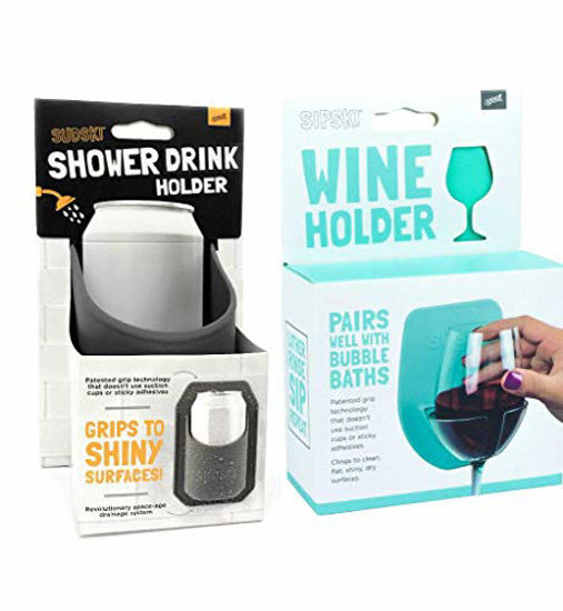 30 Watt Silicone Wine Glass Holder for Bath & Shower | Give The Gift of  Bathtub & Shower Spa Relaxation (Sudski Beer & Wine Set)