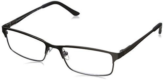 Picture of Foster Grant Men's Samson e.Readers Reading Glasses Rectangular, Satin Dark Gunmetal/Transparent, 52 mm + 2