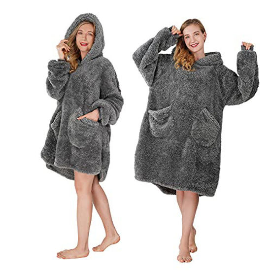 GetUSCart- Oversized Blanket Hoodie Sherpa Wearable Blanket