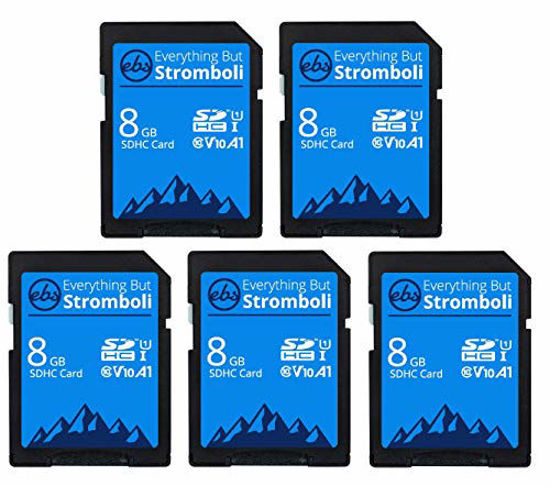 Picture of Everything But Stromboli 8GB SD Card (5 Pack) Speed Class 10 UHS-1 U1 C10 8G SDHC Memory Cards for Compatible Digital Camera, Computer, Trail Cameras