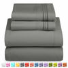 Picture of Nestl Bedding Soft Sheets Set - 4 Piece Bed Sheet Set, 3-Line Design Pillowcases - Easy Care, Wrinkle Free - 8-12 Fitted Sheet for Low Profile - RV Short Queen, Gray