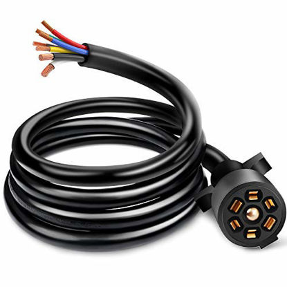 Picture of Nilight 50049R 7Way 8 Feet Heavy Duty 7 Way Plug Inline Trailer Cord for Truck Camper Blade Molded RV Cable Wire Weatherproof & Corrosion Resistant-8FT,2 Years Warranty