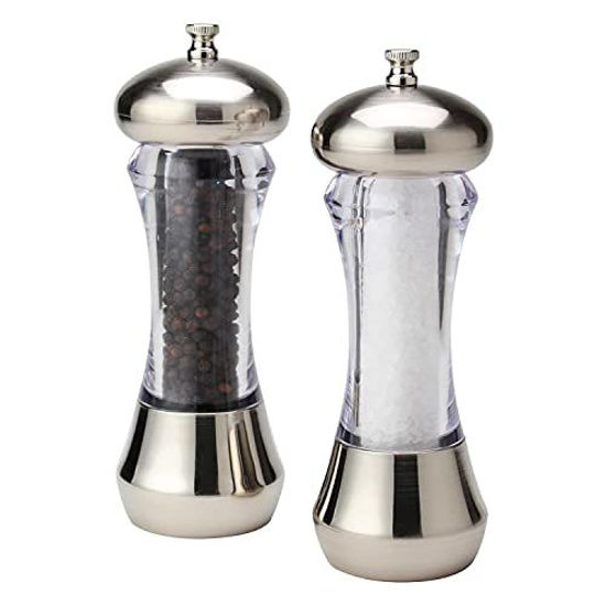 Picture of Olde Thompson Sienna Mess-Free Salt & Pepper Mill, 7", Silver/Clear