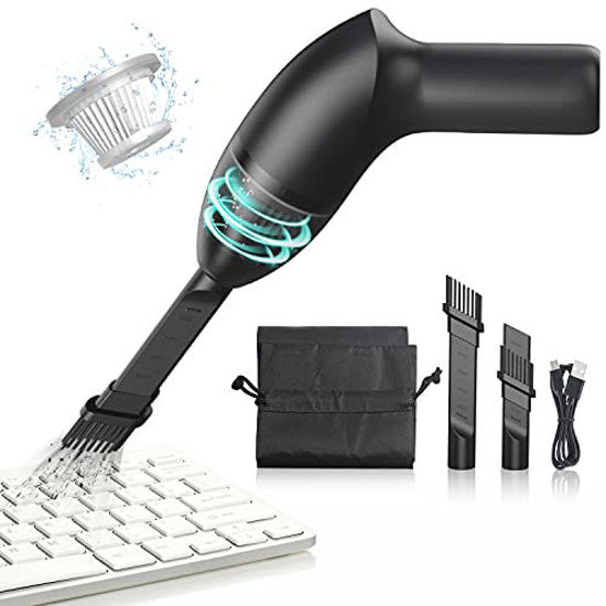 Picture of EASYOB Keyboard Cleaner|Mini Vacuum for Desk, Handheld Cordless Computer Vacuum Rechargeable (with LED Light) for Cleaning Hairs, Crumbs for Desktop, Piano, Car Interior & Sewing Machine Clean [A043]