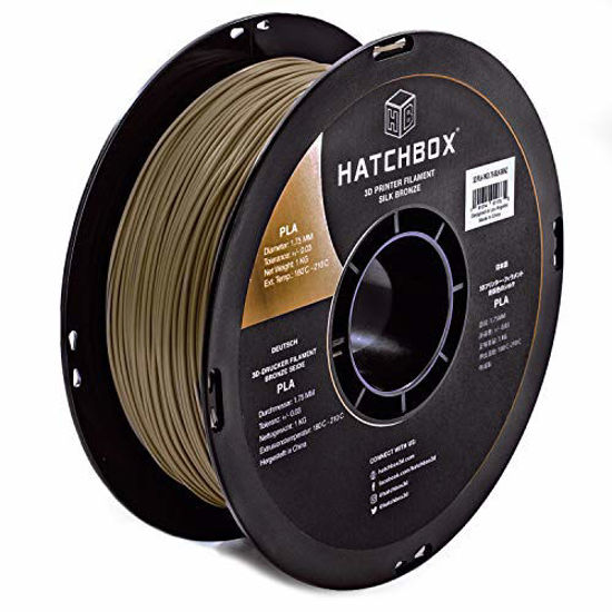 Picture of HATCHBOX Silk PLA 3D Printer Filament, Dimensional Accuracy +/- 0.03 mm, 1 kg Spool, 1.75 mm, Bronze