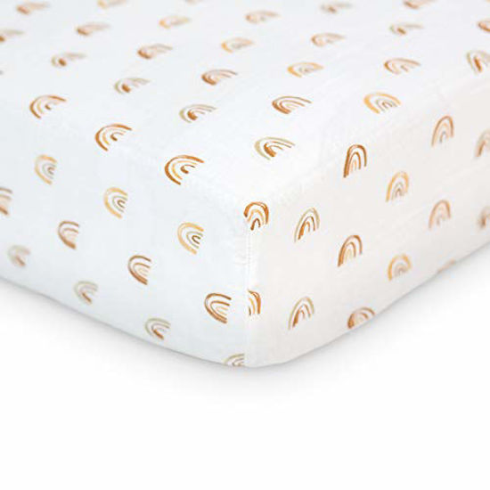 Picture of Lulujo Soft Cotton Baby Crib Sheet, Rainbows