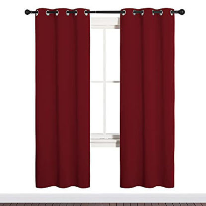 Picture of NICETOWN Burgundy Window Curtains Blackout Drapes, Thermal Insulated Christmas Decorative Blackout Curtains/Draperies for Laundry Room (Burgundy Red, One Pair, 34 by 72-inch)
