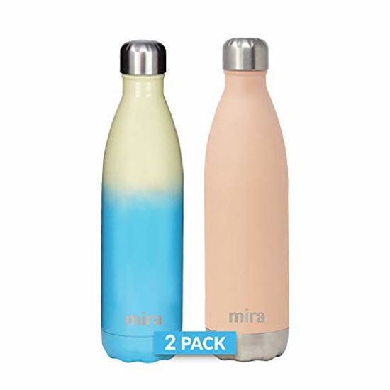 MIRA 12 oz 2 Pack Stainless Steel Vacuum Insulated Kids Water Bottle -  Double Walled Cola Shape Thermos - 24 Hours Cold, 12 Hours Hot - Reusable  Metal Water Bottle - Leak-Proof Sports Flask 