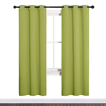 Picture of NICETOWN Blackout Curtain Panels for Loft Window, Thermal Insulated Christmas Window Decoration Blackout Draperies/Drapes for Window (1 Pair, 34 x 72 inches in Fresh Green)