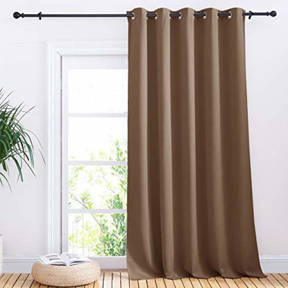 Picture of NICETOWN Blackout Blinds for Patio Door, Sliding Door Insulated Blackout Curtains, Extra Wide Curtain with Grommet Top for Villa/Hall/Parlor (Cappuccino, 70 inches W x 95 inches L)