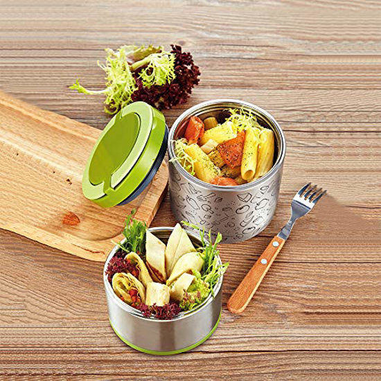 Lille Home Vacuum Insulated Stackable Stainless Steel Thermal Lunch/Snack Box, 2-Tier Bento/Food Container with Lunch Bag, Smart Diet, Weight