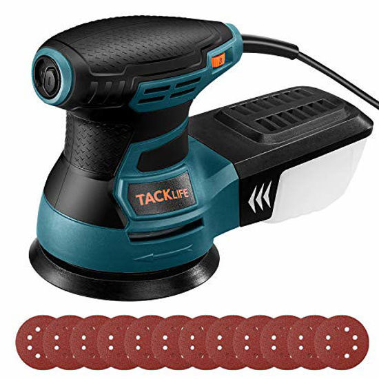 Picture of TACKLIFE Random Orbit Sander 6000-13,000 RPM, 5-Inch Electric Sander with 6 Variable Speed, High Performance Dust Collection System, 12 Pcs Sandpapers, Blue, Sander for Woodworking PRS01AS