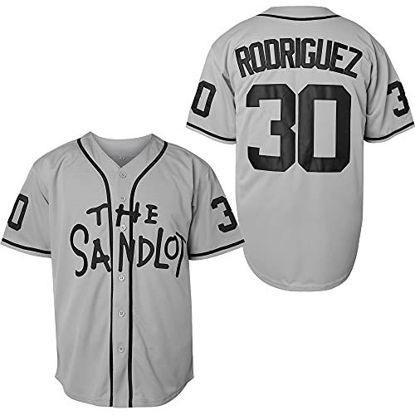 Picture of The Sandlot Benny Jersey 30 The Jet Rodriguez 5 Michael Squints Palledorous Alan Yeah-Yeah McClennan Bel Air 3D Print Movie Baseball Jersey (30 Rodriguez Grey, Small)