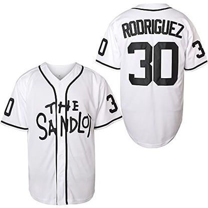 Picture of The Sandlot Benny Jersey 30 'The Jet' Rodriguez 5 Michael 'Squints' Palledorous 11 Alan Yeah-Yeah McClennan 23 Bel Air 3D Print Movie Baseball Jersey (30 Rodriguez White, Large)