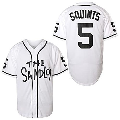 Picture of The Sandlot Benny Jersey The Jet Rodriguez Michael Squints Palledorous Alan Yeah-Yeah McClennan Bel Air 3D Print Movie Baseball Jersey (5 Squints White, Large)