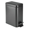 Picture of mDesign Metal 1.3 Gallon Rectangular Slim Profile Step Trash Can Wastebasket, Garbage Container Bin, Bathroom, Powder Room, Bedroom, Kitchen, Craft Room, Office - Removable Liner Bucket - Black