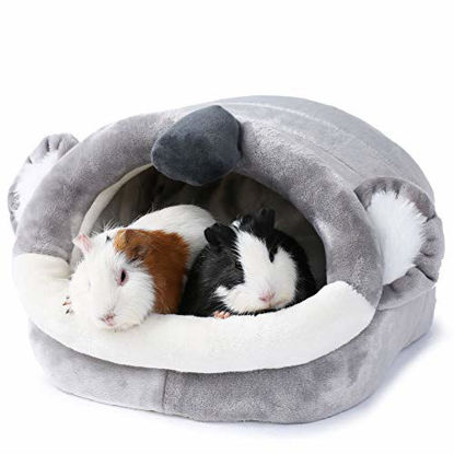 Picture of JanYoo Warm Bunny Bed for Rabbits Outdoor Cage Hideout Hut Tent Cave Tunnel Cute House Cotton Washable Winter Gray XLarge