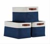 Picture of DECOMOMO Foldable Storage Bin | Collapsible Sturdy Cationic Fabric Storage Basket Cube W/Handles for Organizing Shelf Nursery Home Closet (Navy Blue and White, Extra Large - 15.8 x 12.5 x 10- 3 Pack)