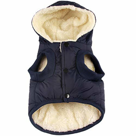 Picture of Vecomfy Fleece Lining Extra Warm Dog Hoodie in Winter for Large Dogs Jacket Pet Coats with Hooded,Blue XXL