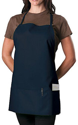 Picture of 6 Pack - Navy Blue Adjustable Bib Apron - 3 Pocket