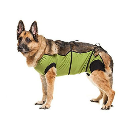 Picture of E-Collar Alternative for Cats and Dogs Designed to Protect Abdominal Wounds and Skin Disease. Award Winning and Patented Design Recommended by Veterinarians Worldwide. (X-Large, Green)