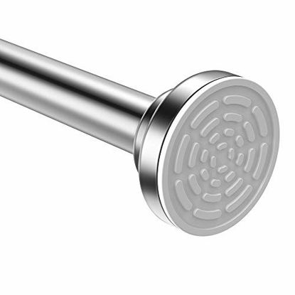 Picture of TEECK Shower Curtain Rod, 48-85 Inch Adjustable Tension Spring, Shower Curtain Rod Tension, Premium 304 Stainless Steel, Anti-Slip, No Driling, No Rust, for Bathroom,Silver,Easy to use