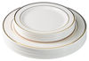 Picture of Exquisite Reflective Plastic Plates-60 Peices Premium Heavyweight Plastic Dinnerware (30- 10.25" Dinner and 30 - 7.5" Salad/Dinner) Wedding Like China (Cream Gold)